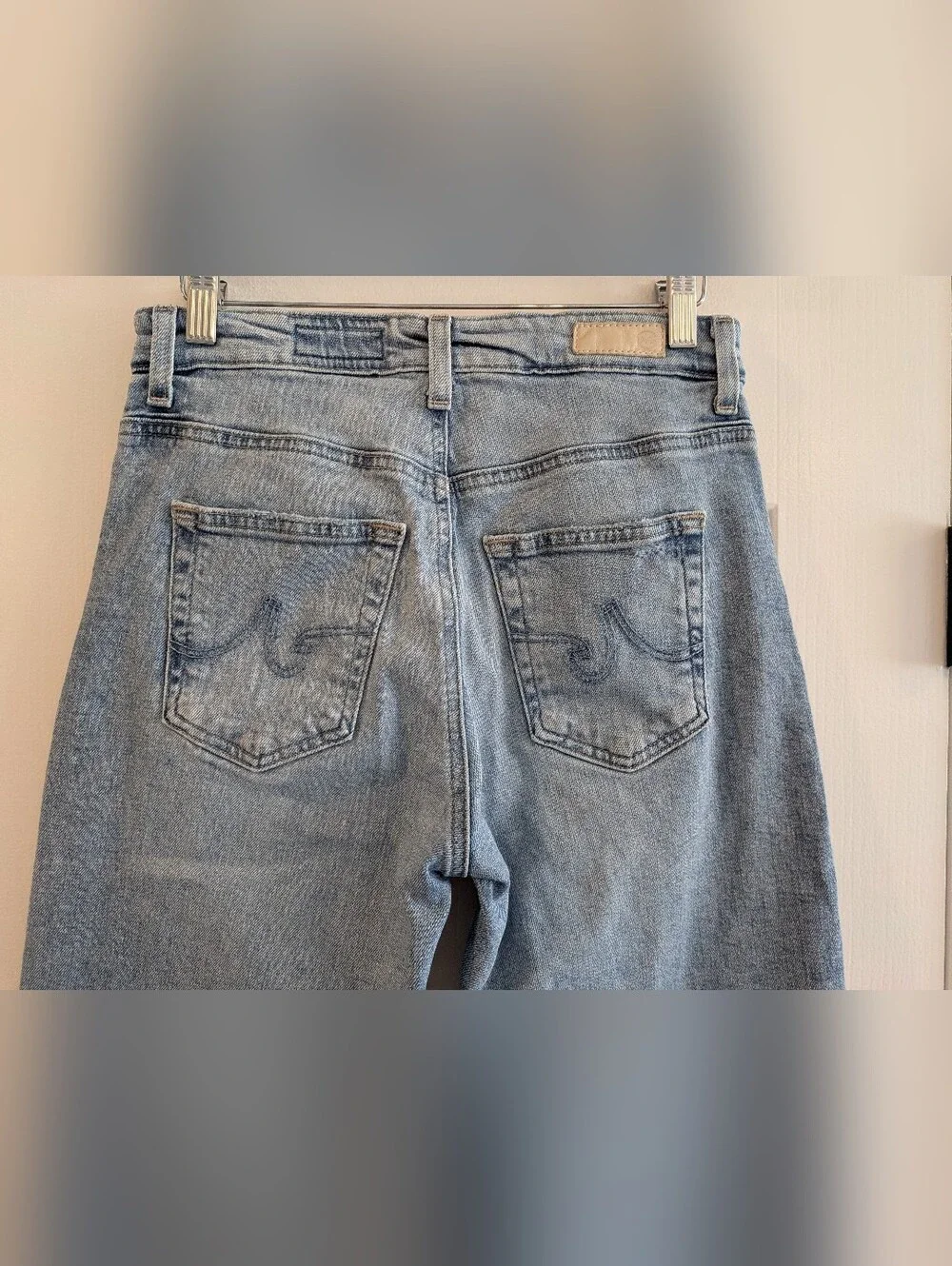 AG Saige Wide Leg Crop High Rise Jeans Eclipsed Blue Light Wash Denim Size 25